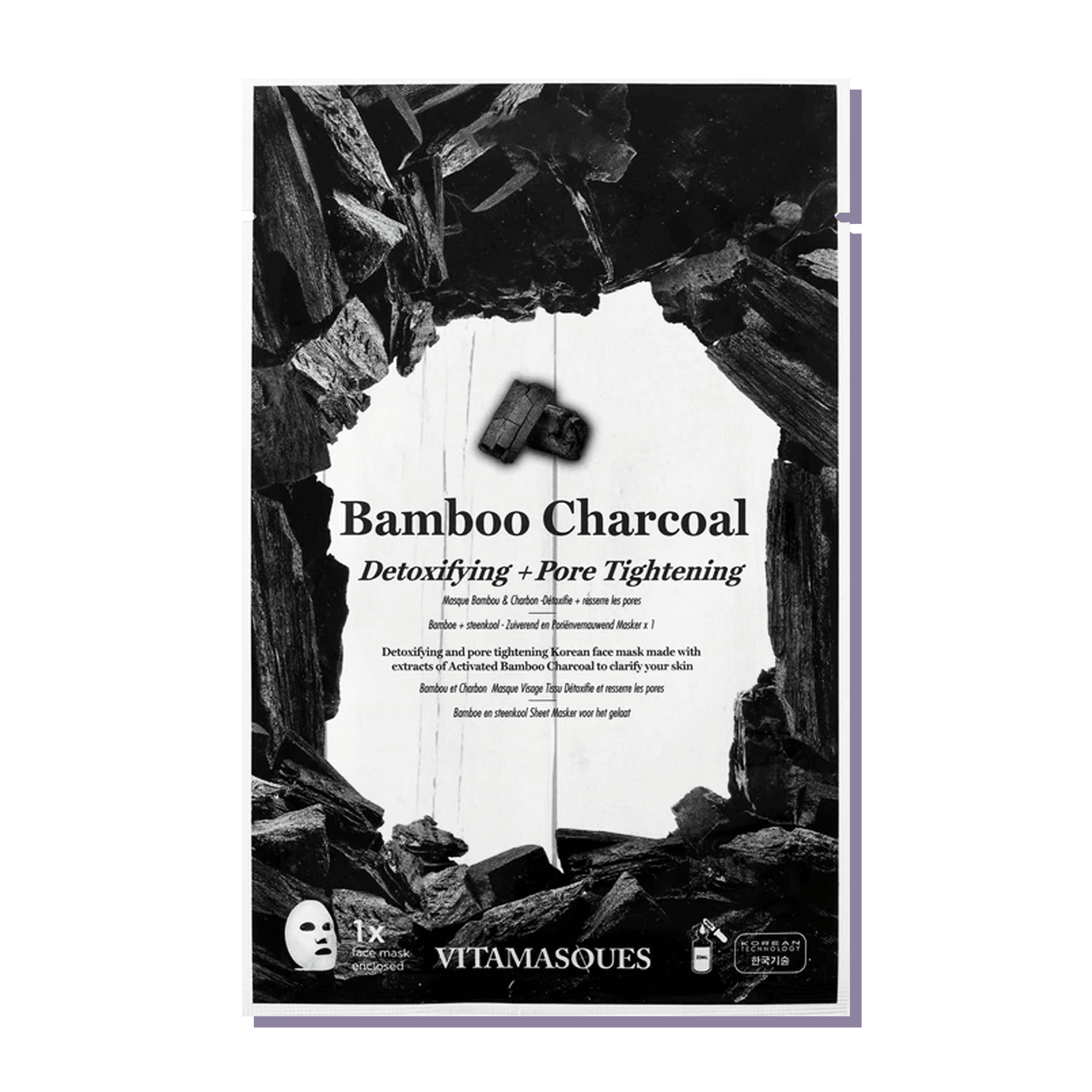 Bamboo Charcoal Face Sheet Mask - Vitamasques