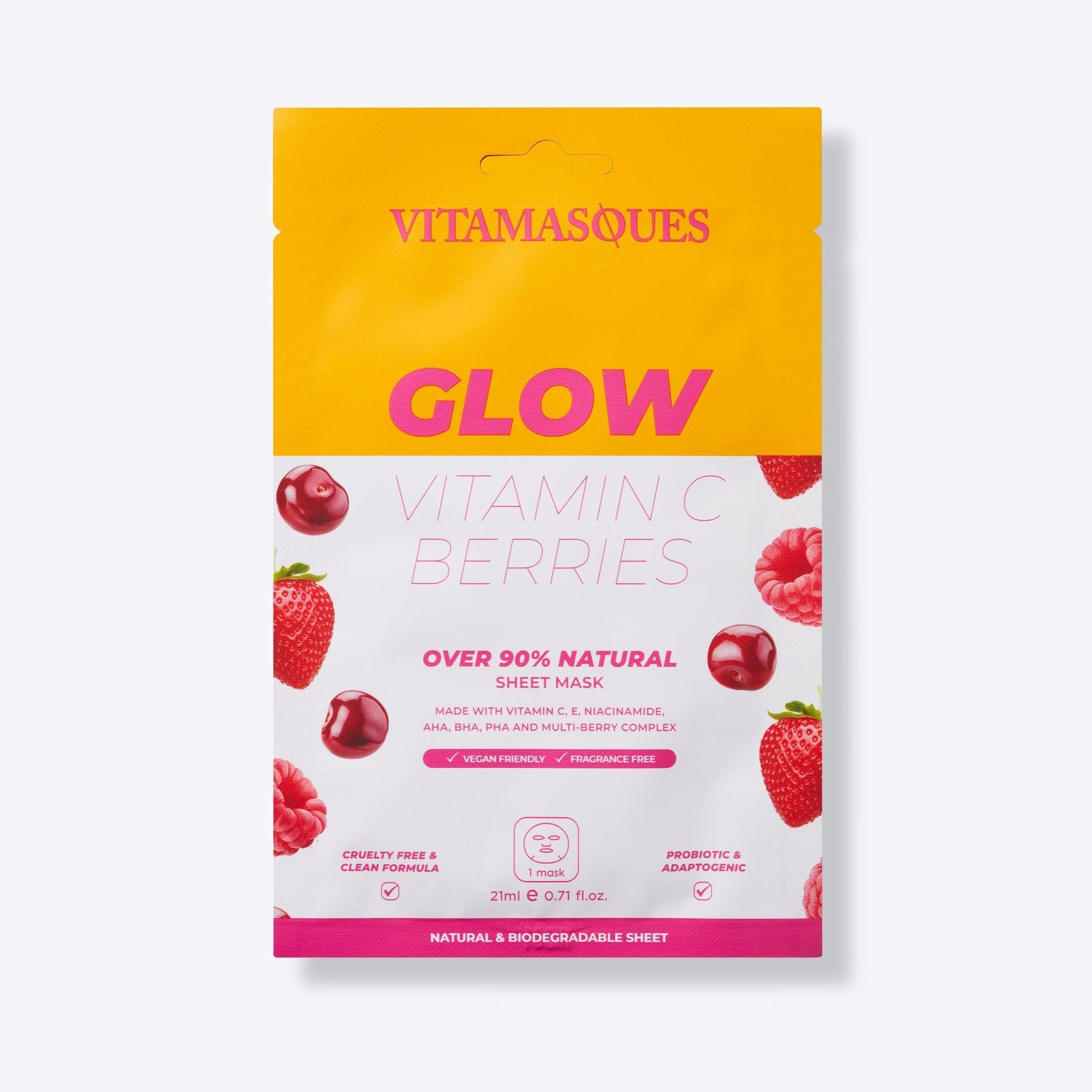 Glow Vitamin C Berries Face Sheet Mask - Vitamasques