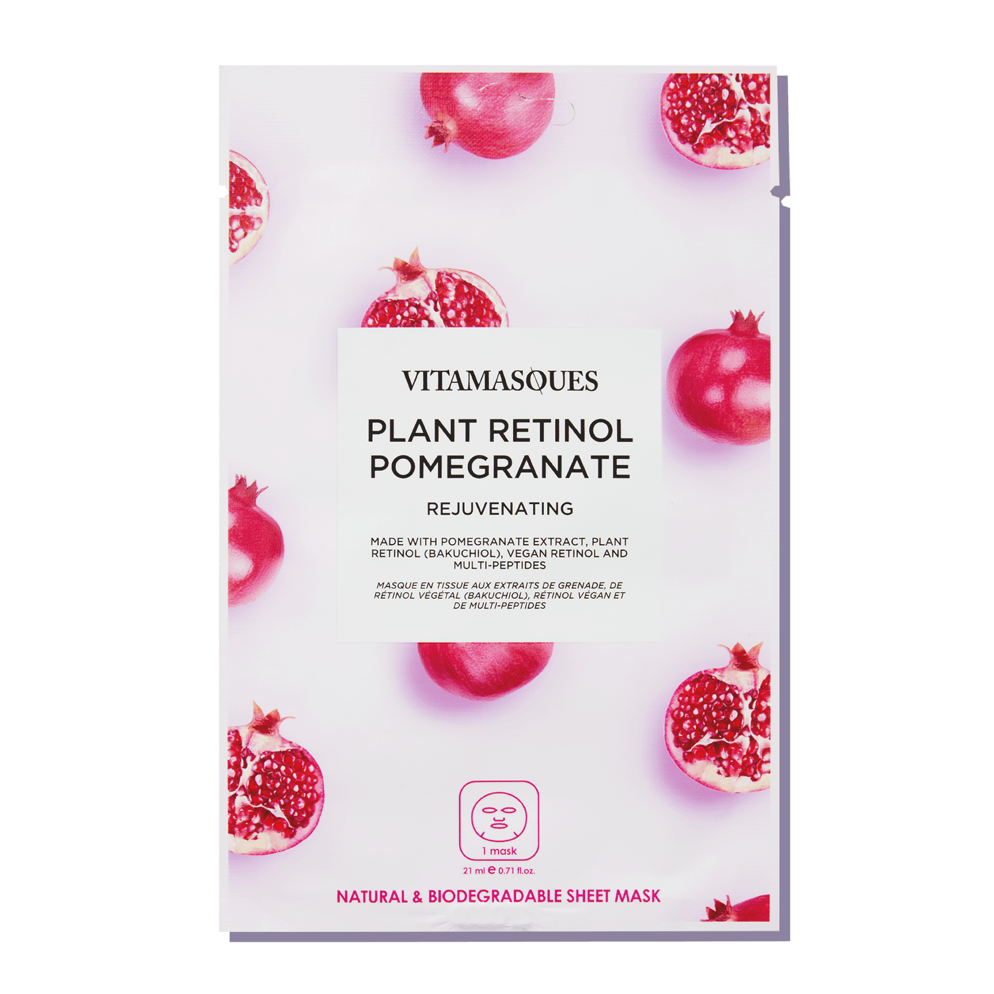 Retinol Pomegranate Face Sheet Mask - Vitamasques
