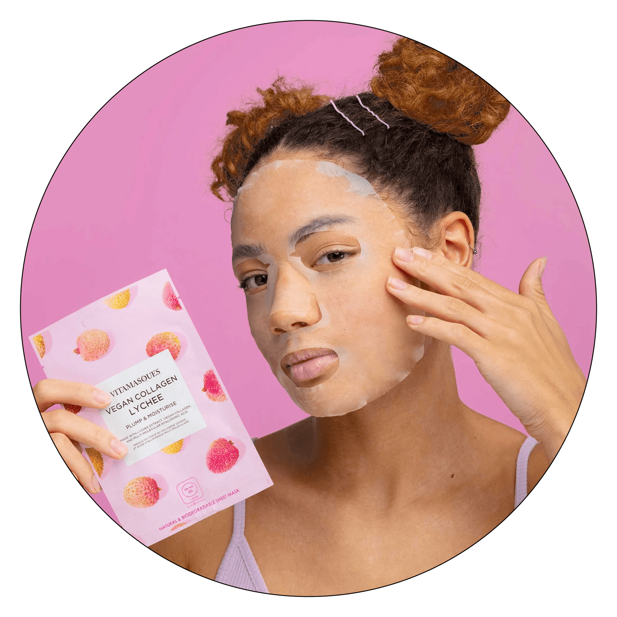 Vegan Collagen Lychee Face Sheet Mask - Vitamasques